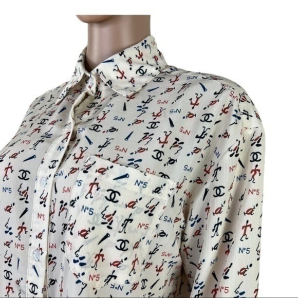 Women Top Blouse Buttons Down Later C Sz Small - Picture 11 of 12